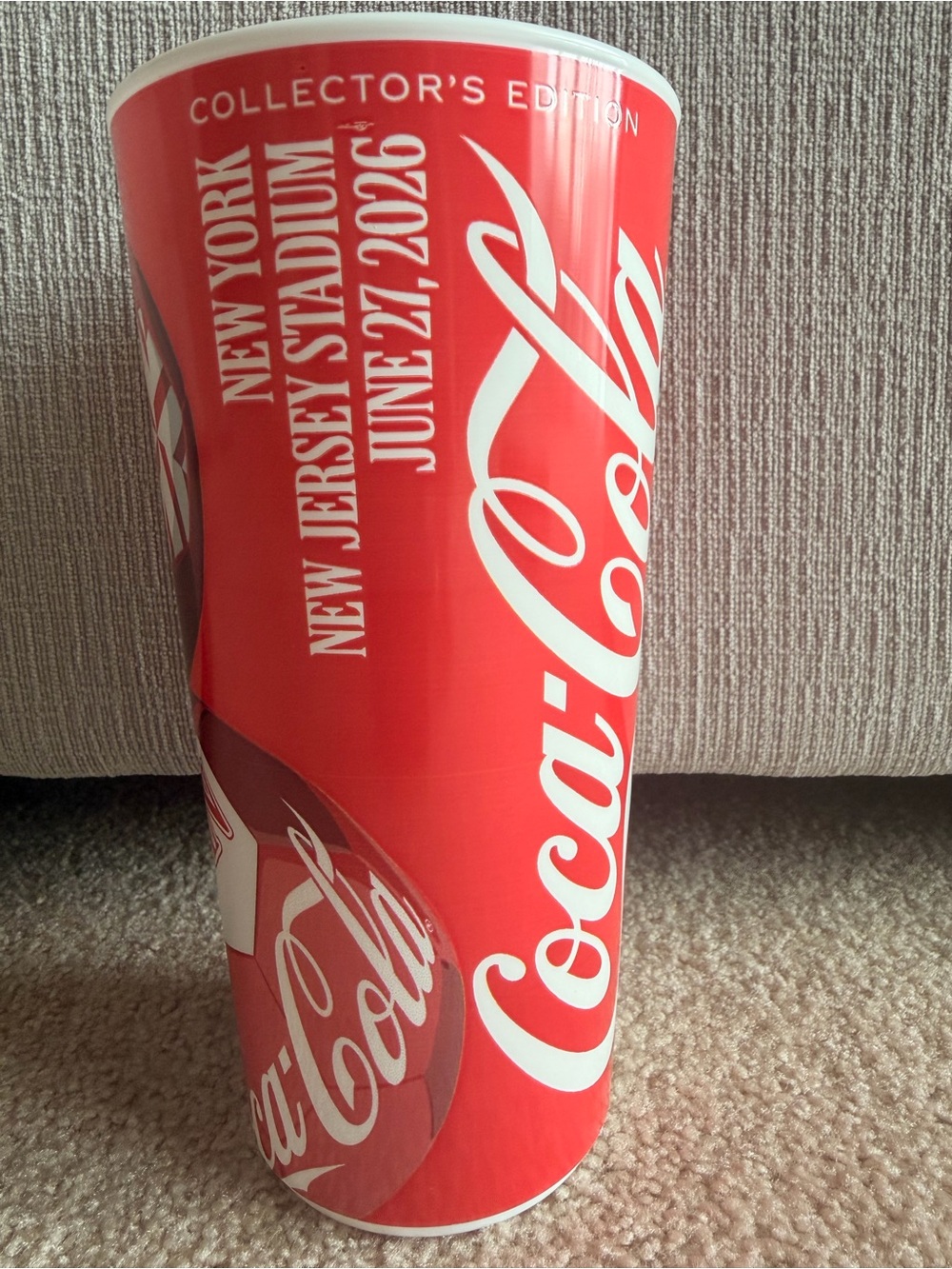 Coca-Cola Collector Cup with White Logo FIFA game England Panama June 27 UNUSED